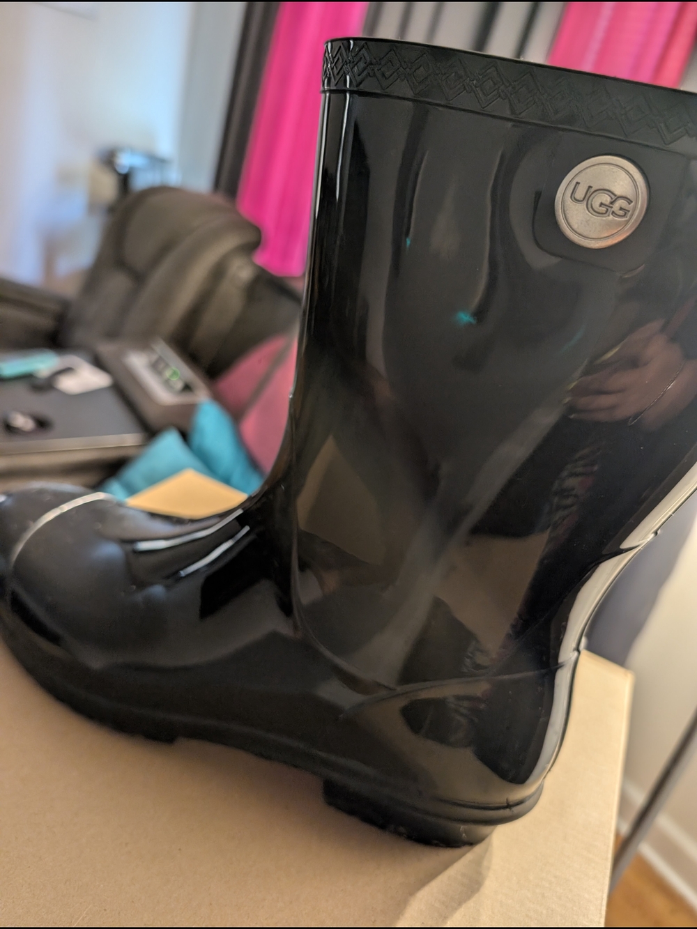 UGG Black Glossy Rain Boots